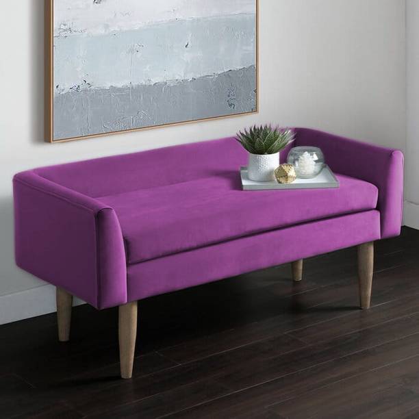 TFS Luxurious Velvet Bench With Back and Armrest for Bedroom/Living room 2 seater Solid Wood Settee