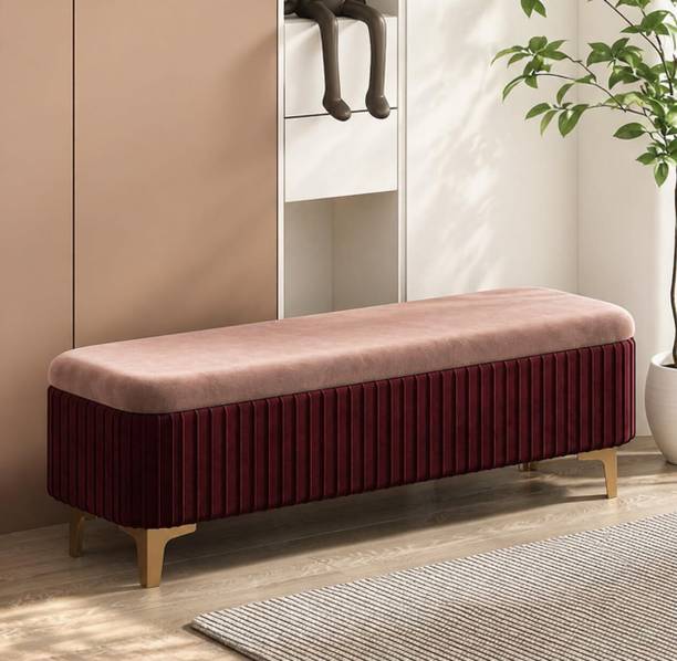 Wu Dtimber Upholstered Seating Bench with Hidden Storage Modern Bedroom Living Room Bench Engineered Wood Settee