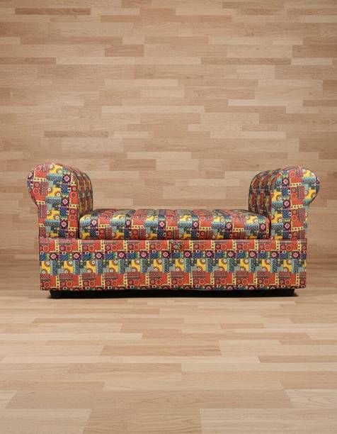 Worldwood 2 Seater Rajasthani Block Printed Diwan Sofa Sette Couch for With Storage Solid Wood Settee