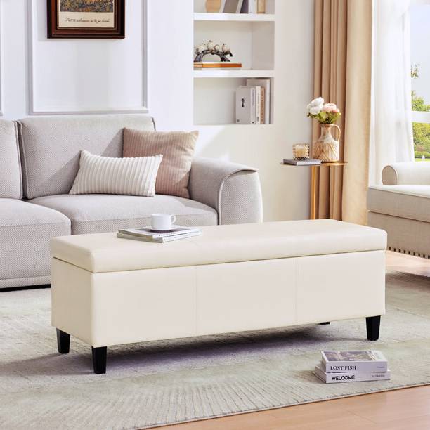 TFS Faux Leather Fabric Flip Top Settee Storage space for Bedroom/Livingroom/Office Solid Wood Settee