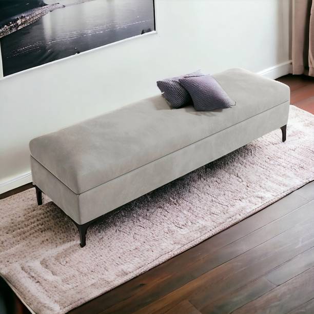 CRUZ INTERNATIONAL Velvet Fabric Ottoman Bench Couch with storage for Room & Office Solid Wood Settee