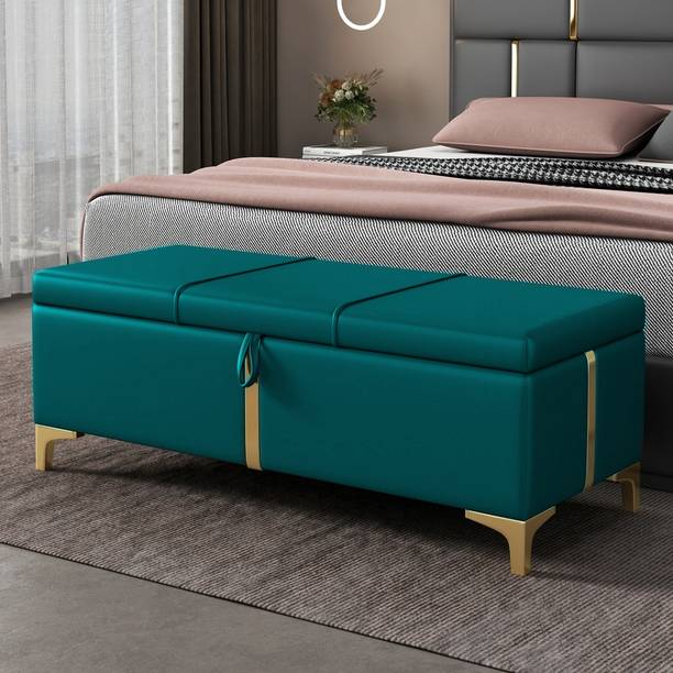 TFS Velvet Fabric Golden Strip Design Bench/Couch/ Diwan For Bedroom, Living-room Solid Wood Settee