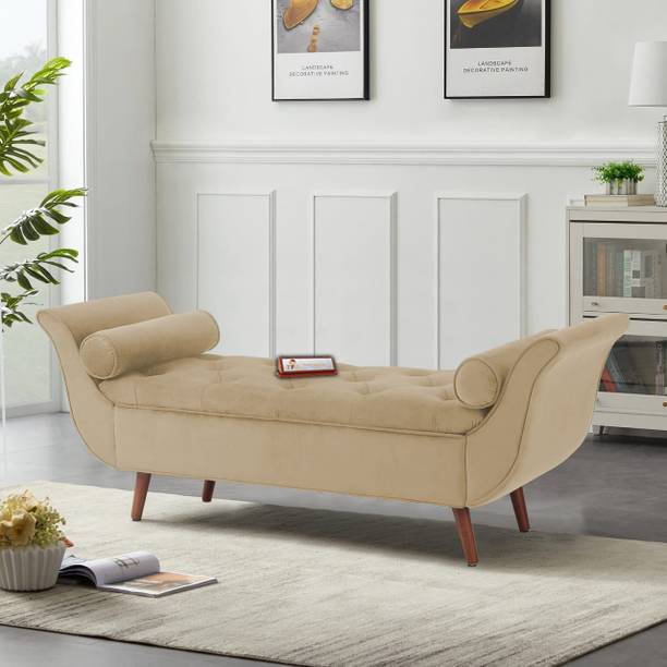 TFS Luxurious Velvet Fabric Settee/Sofa with Storage Box For Bedroom, Living room Solid Wood Settee