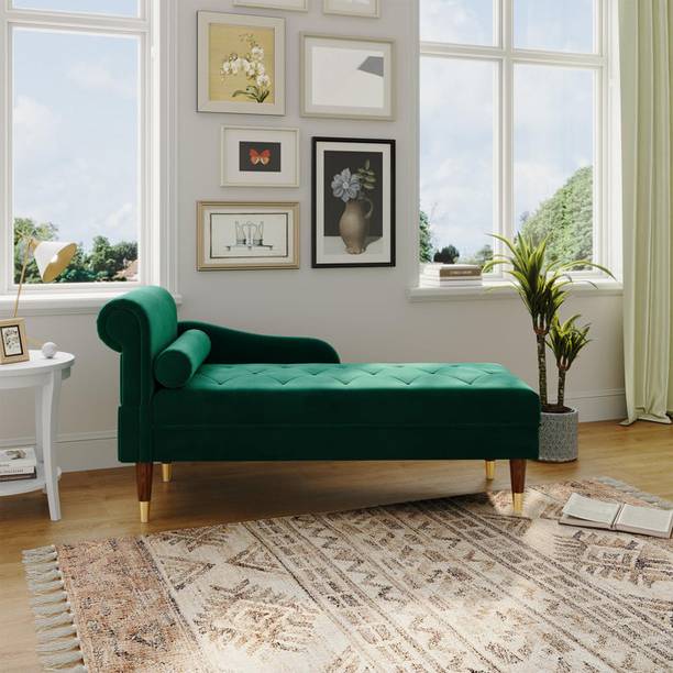 TFS Tufted Roll Arm Chaise Lounge/Sofa with box 2 Seater For Home And Living Room Solid Wood Settee