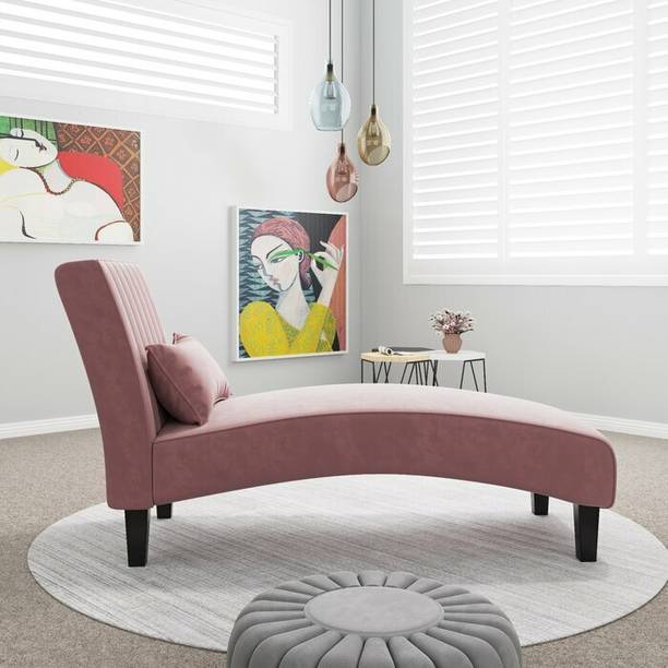 TFS Relaxing Couch/Lounger/Settee velvet fabric with Pillow Living room, Office Solid Wood Settee