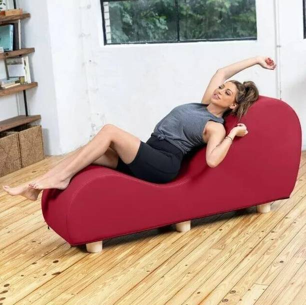 Wu Dtimber Modern Curved Chaise Lounge Sofa | Premium Leatherette Upholstery Solid Wood Settee