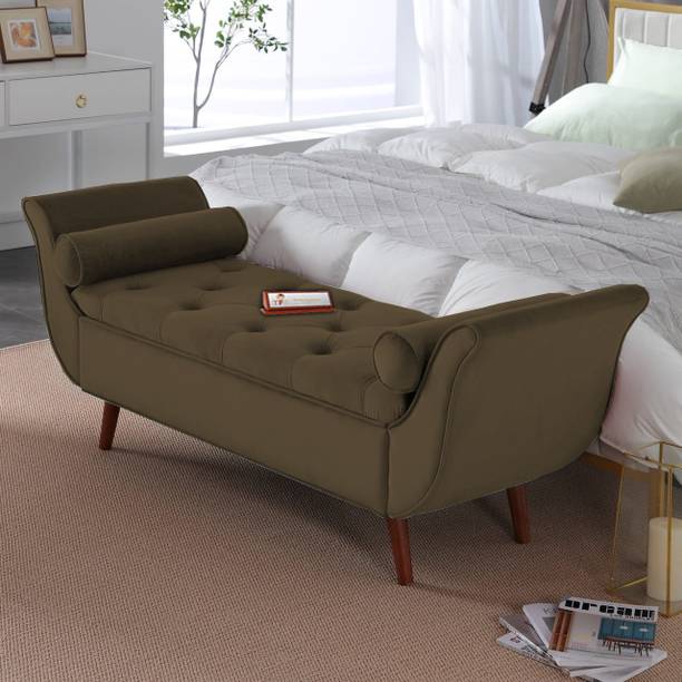 TFS Luxurious Velvet Fabric Settee/Sofa with Storage Box For Bedroom, Living room Solid Wood Settee