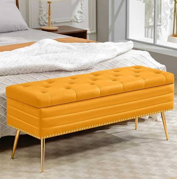 TFS Nail-head Velvet Fabric Tufted 3 seater Bench/Sofa for Bedroom/Living-room Solid Wood Settee