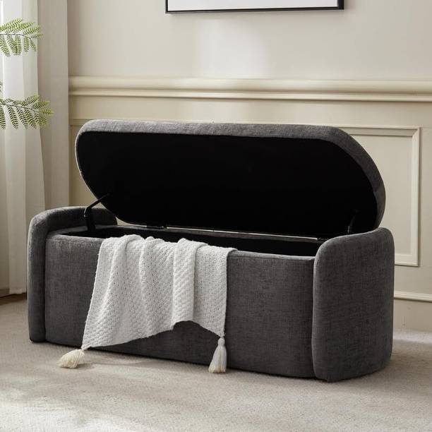 Wu Dtimber Fabric Storage Bench for Bedroom, Living Room & Entryway Multipurpose Shoe Bench Solid Wood Settee