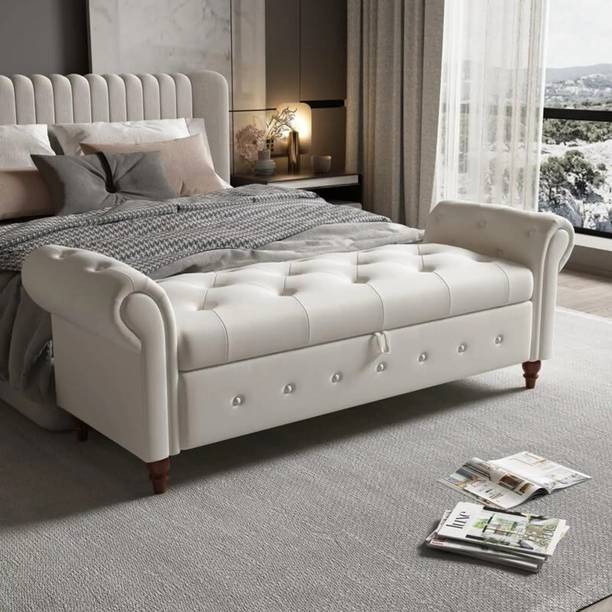 Flipkart Perfect Homes Upholstered Bench for Living Room Solid Wood Settee