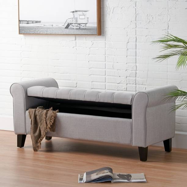 TFS Modern Armrest Tufted Settee with Storage Box 2 setter For Bedroom/Livingroom Solid Wood Settee