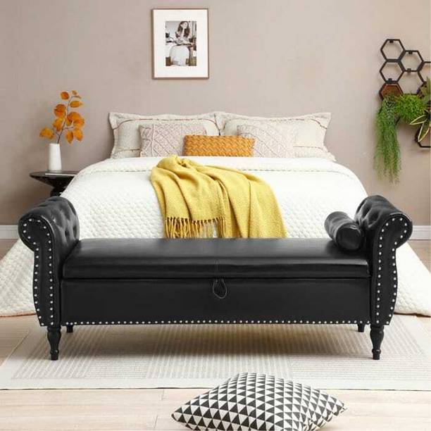 TFS Roll Armrest Faux Leather Sofa/Bench with Box 2 Seatter For Bedroom/Living-room Solid Wood Settee
