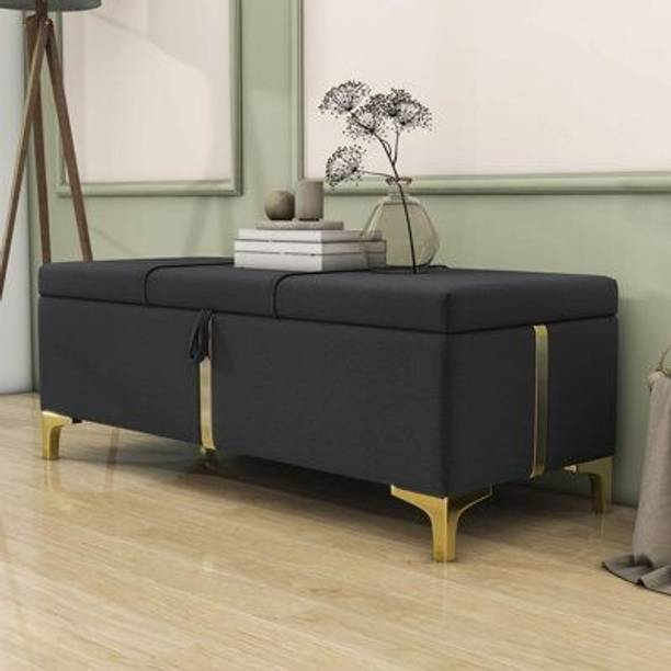 MAJESTIC MART Upholstered Velvet Storage Ottoman, Bench For Livingroom, Bedroom, Office Solid Wood Settee