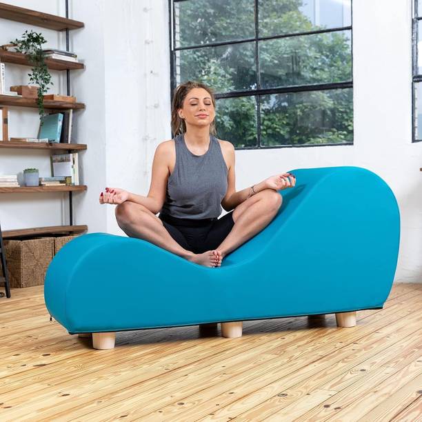 Wu Dtimber Premium Curved Yoga Chaise Lounge Chair Modern Relaxing Chaise Sofa Solid Wood Settee