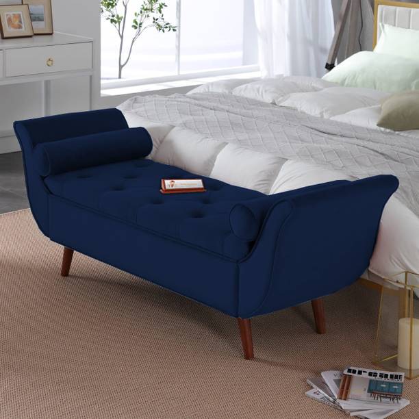 TFS Luxurious Velvet Fabric Settee/Sofa with Storage Box For Bedroom, Living room Solid Wood Settee