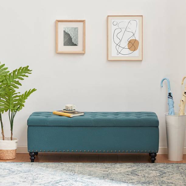 TFS Luxury Velvet Tufted Settee/Sofa 2 Seater with Storage Box For Bedroom/Living Solid Wood Settee