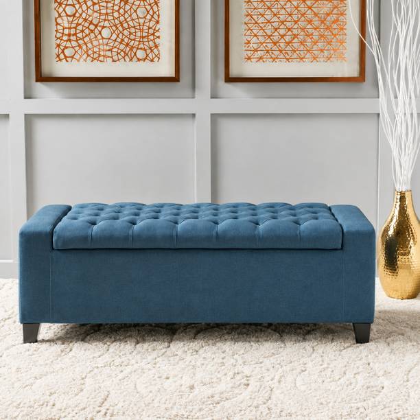 DMKDecor Lounge Box Handle Storage Ottoman Bench Fabric Diwan