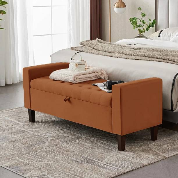 TFS Royal Premium Velvet Fabric Tufted Sofa/Bench 3 Seater for Bedroom/Livingroom Solid Wood Settee