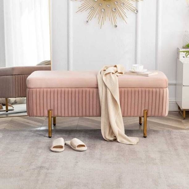 TFSMart Classic Lining Tufted Cushion Design 2 Seater Bench/Ottoman /Sofa For Home Solid Wood Settee