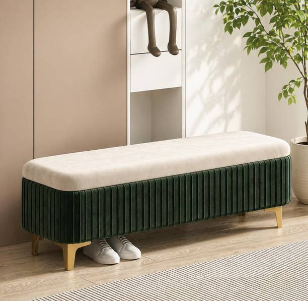 Wu Dtimber Upholstered Seating Bench with Hidden Storage Modern Bedroom Living Room Bench Engineered Wood Settee