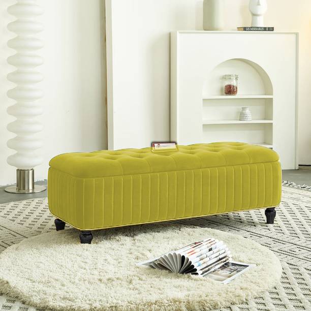 TFS Luxury Button & Lining Tufted Cushion Design Storage Box Ottoman /Sofa For Home Solid Wood Settee