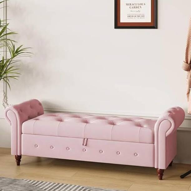 FRIENDS LIFE CLASSIC LIVING TUFTED CUSION DESIGN 3 SEATER BENCH/OTTOMAN/ SOFA FOR HOME Solid Wood Diwan