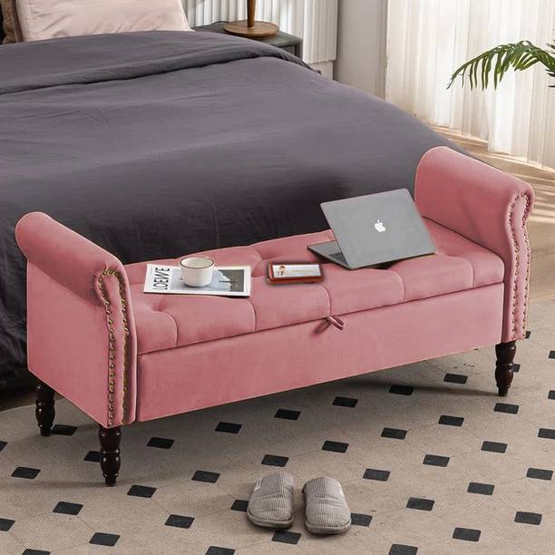 TFS Luxury Tufted Nail-Head-Trim Settee/Sofa 2 Setter With Two Round Boaster Pillow Solid Wood Settee