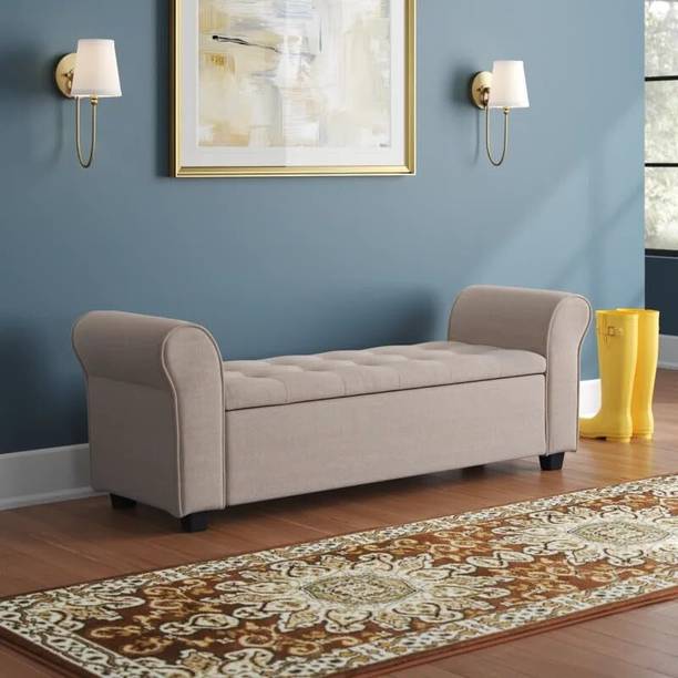 MAJESTIC MART Sofa Ottoman 2 Seater Chaise Lounger Pouffe for LivingRoom/Bedroom/Office Solid Wood Settee