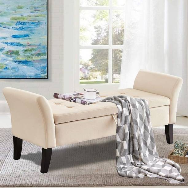 MAJESTIC MART Desginer 2 Seater Sofa Ottoman Bench with Storage for Living Room/Bedroom/Office Foam Settee