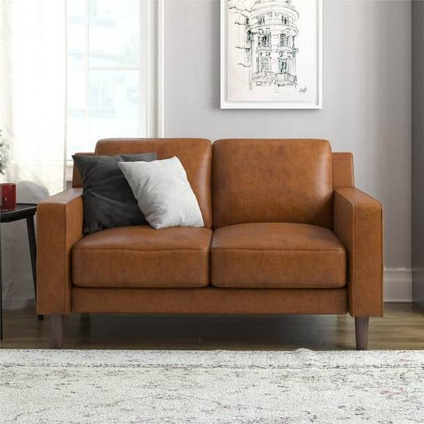 India wood mart Wooden Modern Sofa Tufted Couch with Deep Seat,Chesterfield 2 Seater Sofa Solid Wood Settee