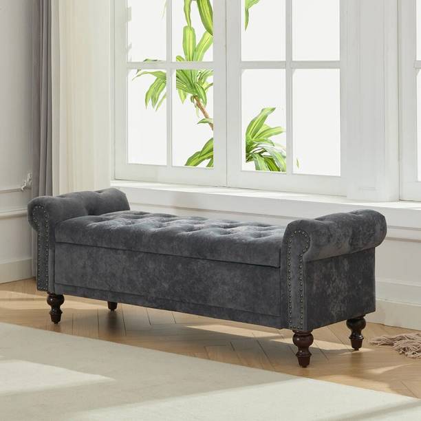 FRIENDS LIFE Segmented Storage Compartments Bedroom Bench Solid Wood Settee