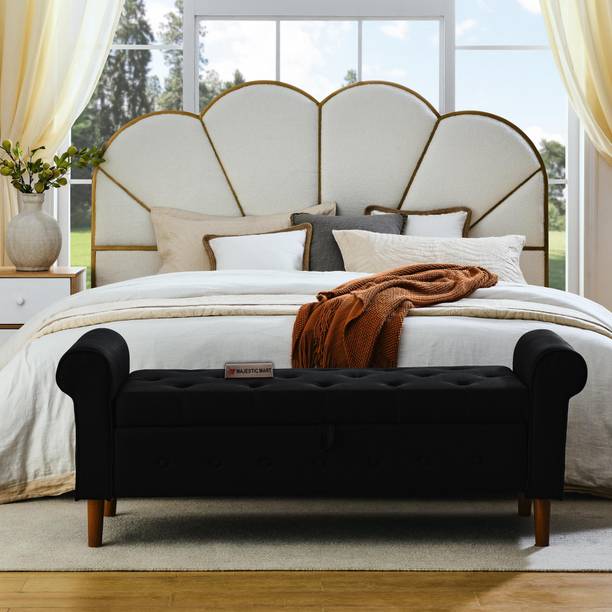 MAJESTIC MART Premium Button Tufted Bench with Storage, Ottoman For Livingroom, Office, Home - Solid Wood Settee