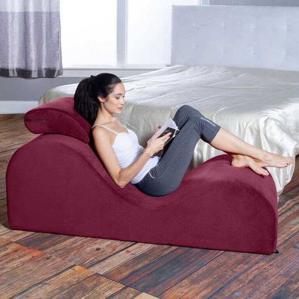 India wood mart Elegant Chaise Lounge Perfect for Yoga,Exercise,Stretching,Massage- Maroon Solid Wood Settee
