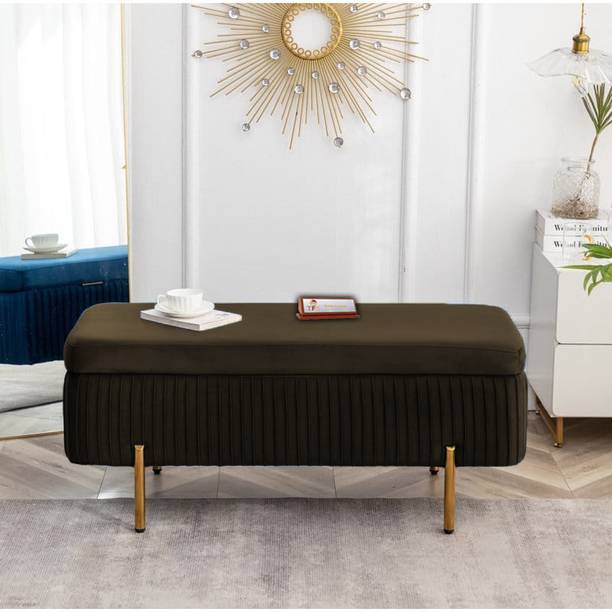 TFSMart Classic Lining Tufted Cushion Design 2 Seater Bench/Ottoman /Sofa For Home Solid Wood Settee