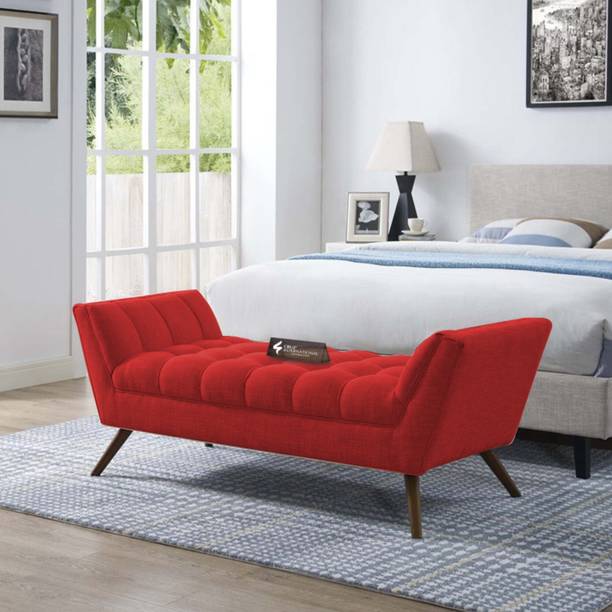 CRUZ INTERNATIONAL Ottoman 3-Seater Sofa Bench - Comfortable Fabric Couch for Living Room & Bedroom Solid Wood Settee