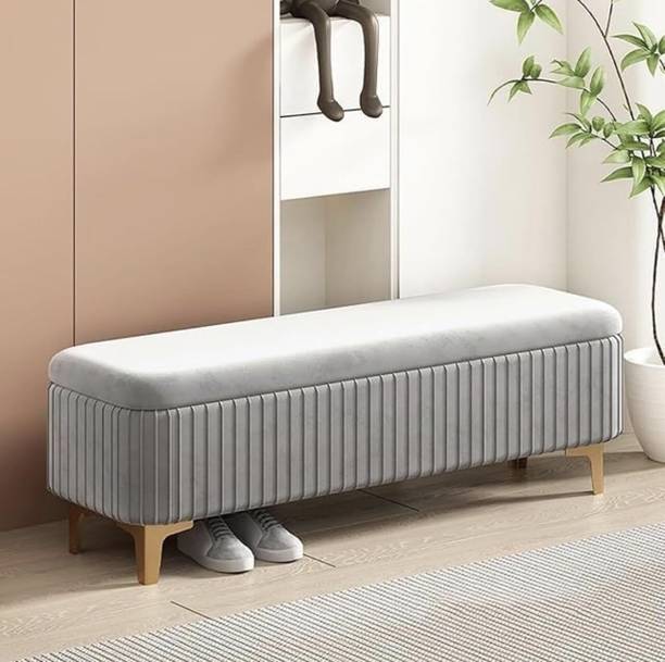 Wu Dtimber Upholstered Seating Bench with Hidden Storage Modern Bedroom Living Room Bench Engineered Wood Settee