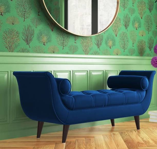 TFS Tufted Cordelia Bench with two round bolster pillow Solid Wood Settee