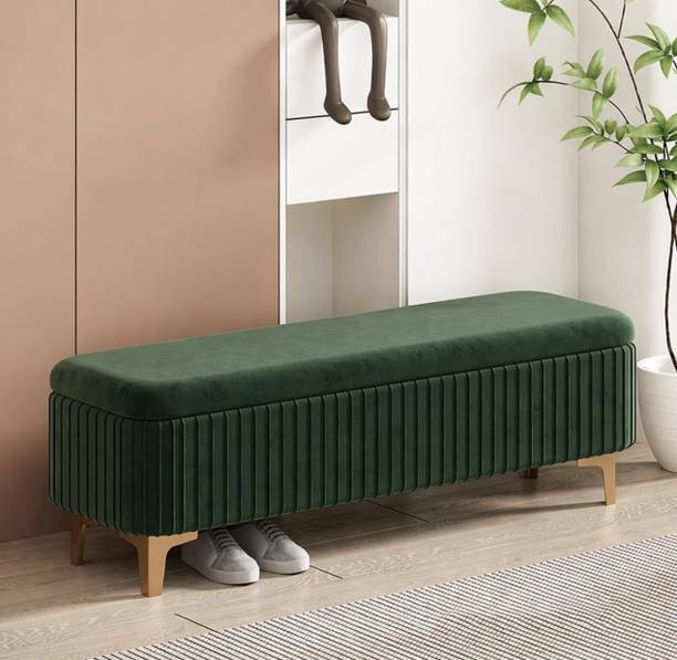 Wu Dtimber Upholstered Seating Bench with Hidden Storage Modern Bedroom Living Room Bench Engineered Wood Settee