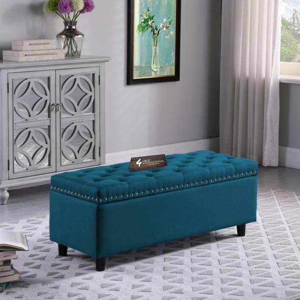 CRUZ INTERNATIONAL Premium Wooden Fabric Ottoman Bench for Seating & Storage Solid Wood Settee