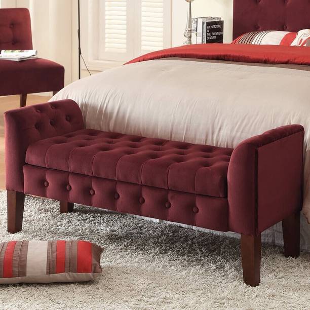 MAJESTIC MART Luxurious Bench settee with Storage Box 2 seatter For Bedroom, Living,office Solid Wood Settee