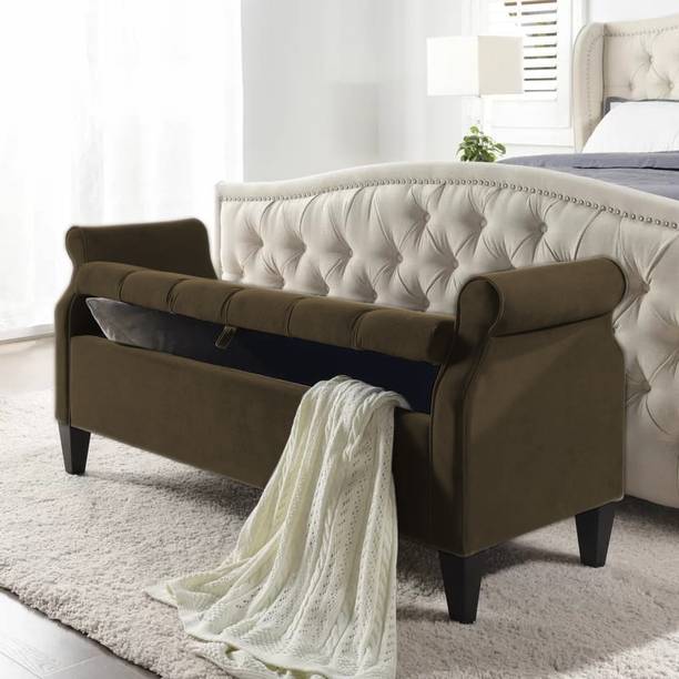 TFS Luxury Roll-Arm 2 Setter Sofa/Bench/Settee with Storage Box For Bedroom/Living Solid Wood Settee