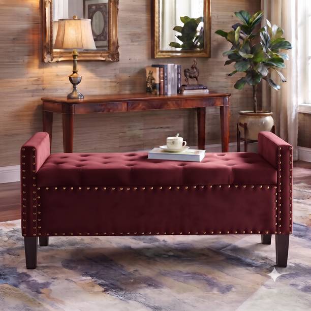TFS Luxurious Bench settee with Storage Box 2 seatter For Bedroom, Living,office Solid Wood Settee