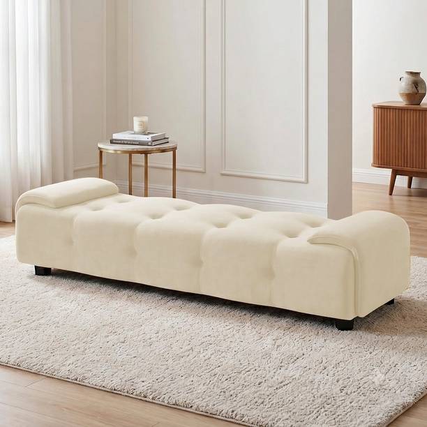 Wu Dtimber Velvet Fabric Upholstered End-of-Bed Bench | Modern Lounge Seating Bench Engineered Wood Settee