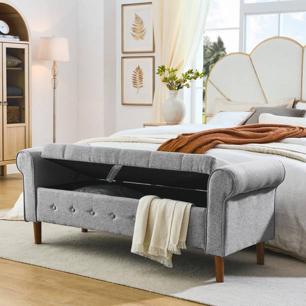 MAJESTIC MART Luxurious Button Tufted Bench with Storage, Ottoman For Livingroom,Office,Home - Solid Wood Settee