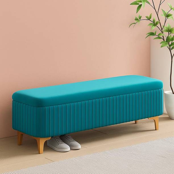 FRIENDS LIFE Classic Lining Tufted Cushion Design 3 Seater Bench/Ottoman /Sofa For Home Solid Wood Settee