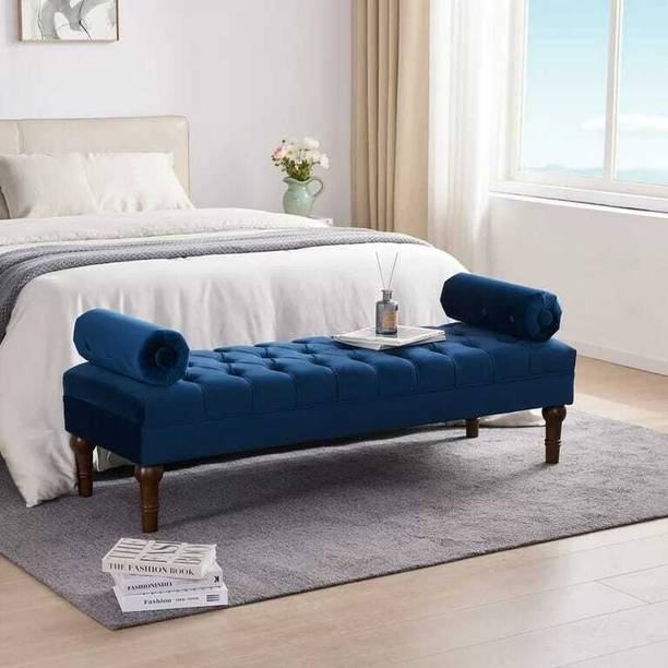 India wood mart Ottoman Bench with Arms, 60.2" Velvet End of Bed Bench for Bedroom Fabric Settee