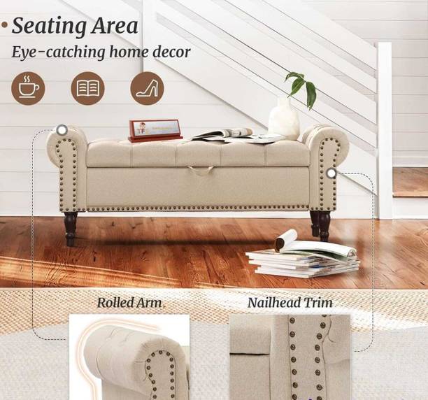 TFS Luxurious Armrest Nail-head Trim Settee/Sofa 3 Seatter For Bedroom/Living/office Solid Wood Settee