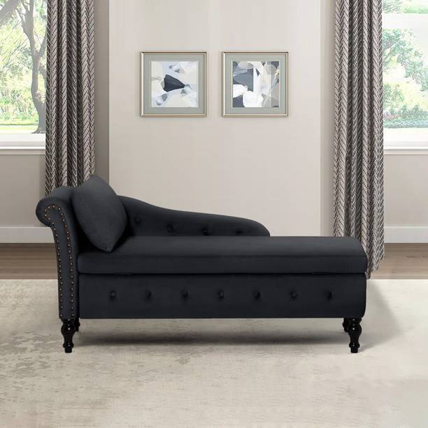 TFS Glam Velvet Tufted Button 2 Seat Lounger/Chaise/Sofa for Home/Office Solid Wood Settee