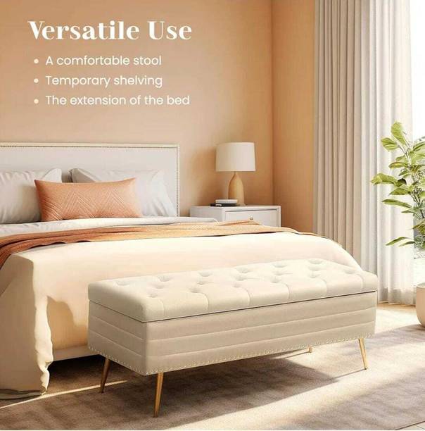 TFS Nail-head Velvet Fabric Tufted 2 seater Bench/Sofa for Bedroom/Living-room Solid Wood Settee