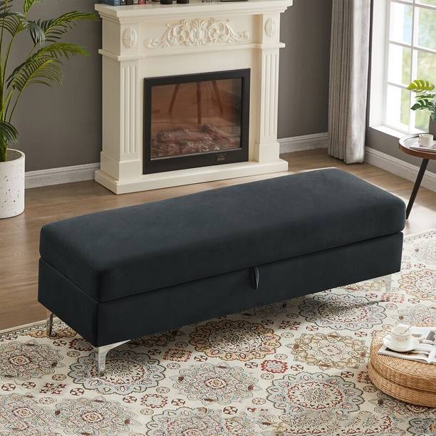 TFS Stylish Flip Top Storage Bench with Beautiful steel legs Solid Wood Settee